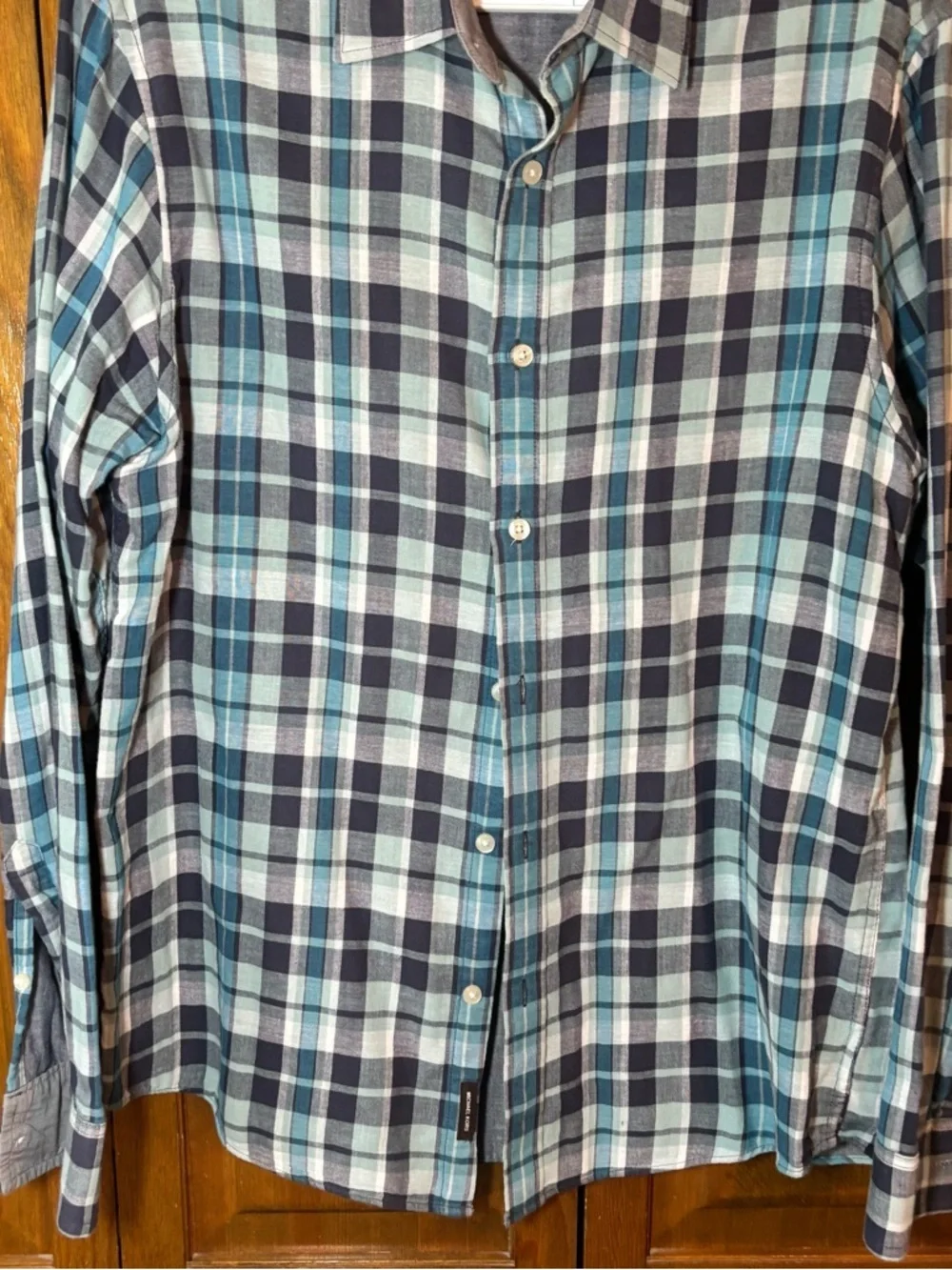 Michael Kors Men’s Blue & Navy Plaid Button-Down Shirt